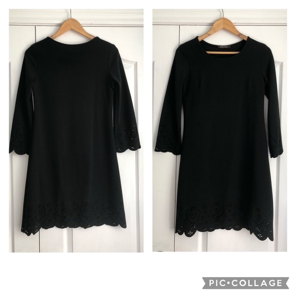 Black shift dress with eyelet cutout - Picture 2 of 4